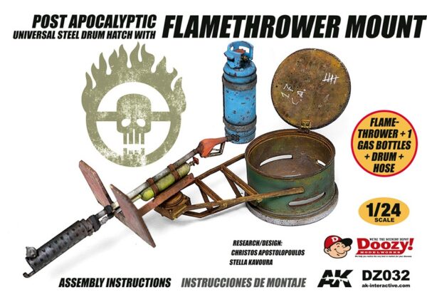 DZ032 AK INTERACTIVE DOOZY! 1/24 UNIVERSAL STEEL DRUM HATCH WITH FLAMETHROWER MOUNT