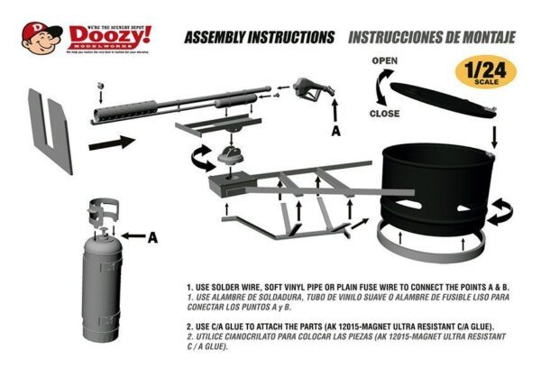 DZ032 AK INTERACTIVE DOOZY! 1/24 UNIVERSAL STEEL DRUM HATCH WITH FLAMETHROWER MOUNT