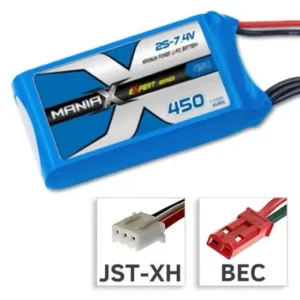 448989 Batteria Lipo 2S 7,4V 450mAh 45C - BEC ManiaX