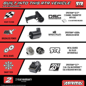 ARA2306ST1 TYPHON GROM 223S BLX Brushless 4X4 Small Scale Buggy RTR con DSC